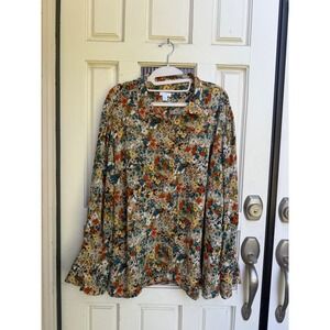 J.Jill Floral Button Down Shirt Top Womens Blouse Long Sleeve Multicolor Size 3X